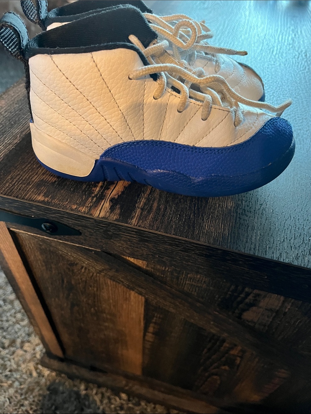 Jordan Kids White and Blue High-Top Basketball Sneakers